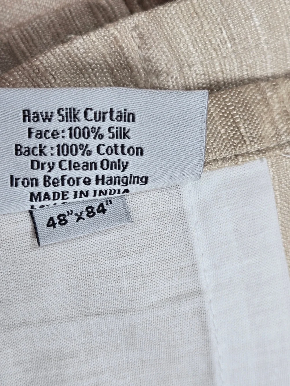 NWT QUINCE Set Of 2 48x84 Raw Silk Curtain light filtering Sand 8997
